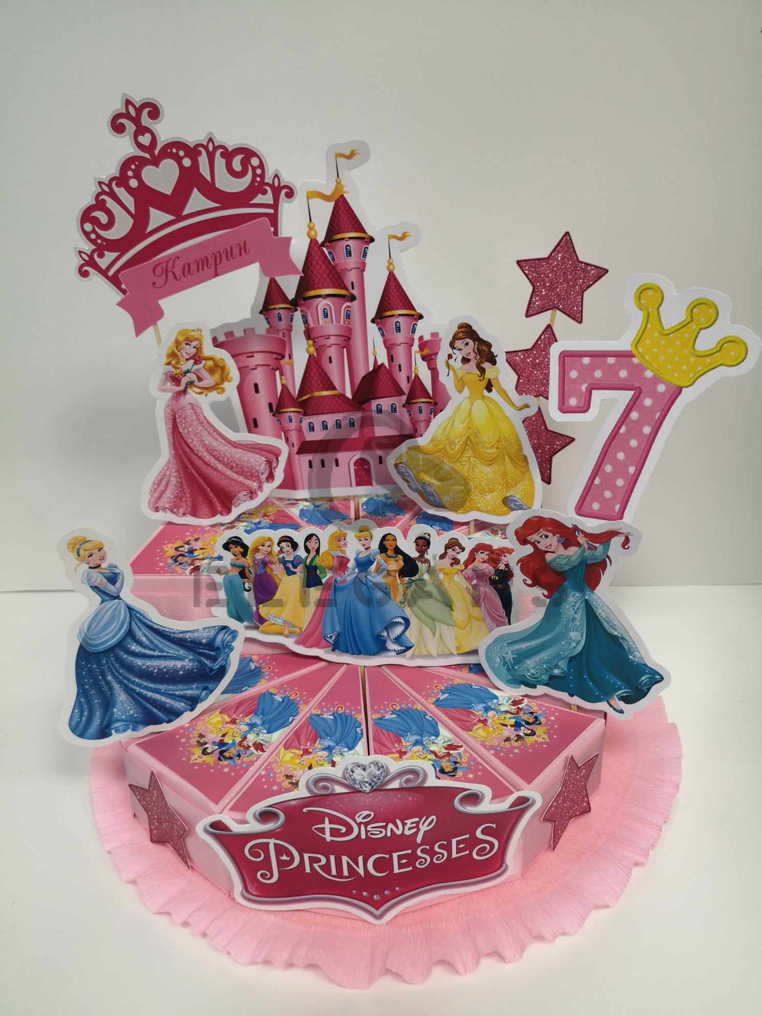 Картонена торта с лакомства - Дисни Принцеси 2 - Image 2
